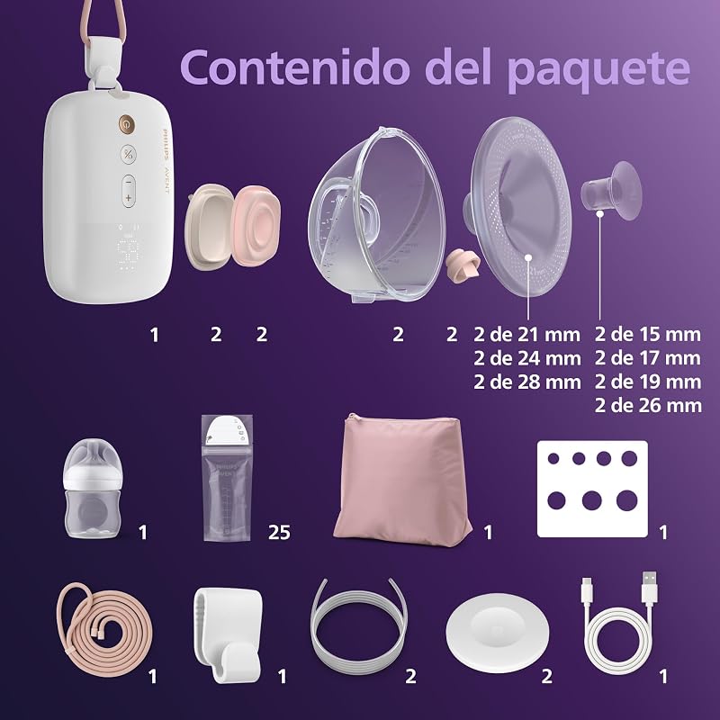 Conjunto básico Philips Avent de bomba de leite mãos-livres, motor com grande capacidade de sucção, imita o ritmo de admissão do bebé, bombeia até 85 vezes por minuto, SCD553/11