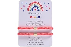 Gracayfr First Day Of Kindergarten Pre K School Mommy And Me Bracelets Gifts, Back To School String Matching Bracelet Set For Mom Daughter Son