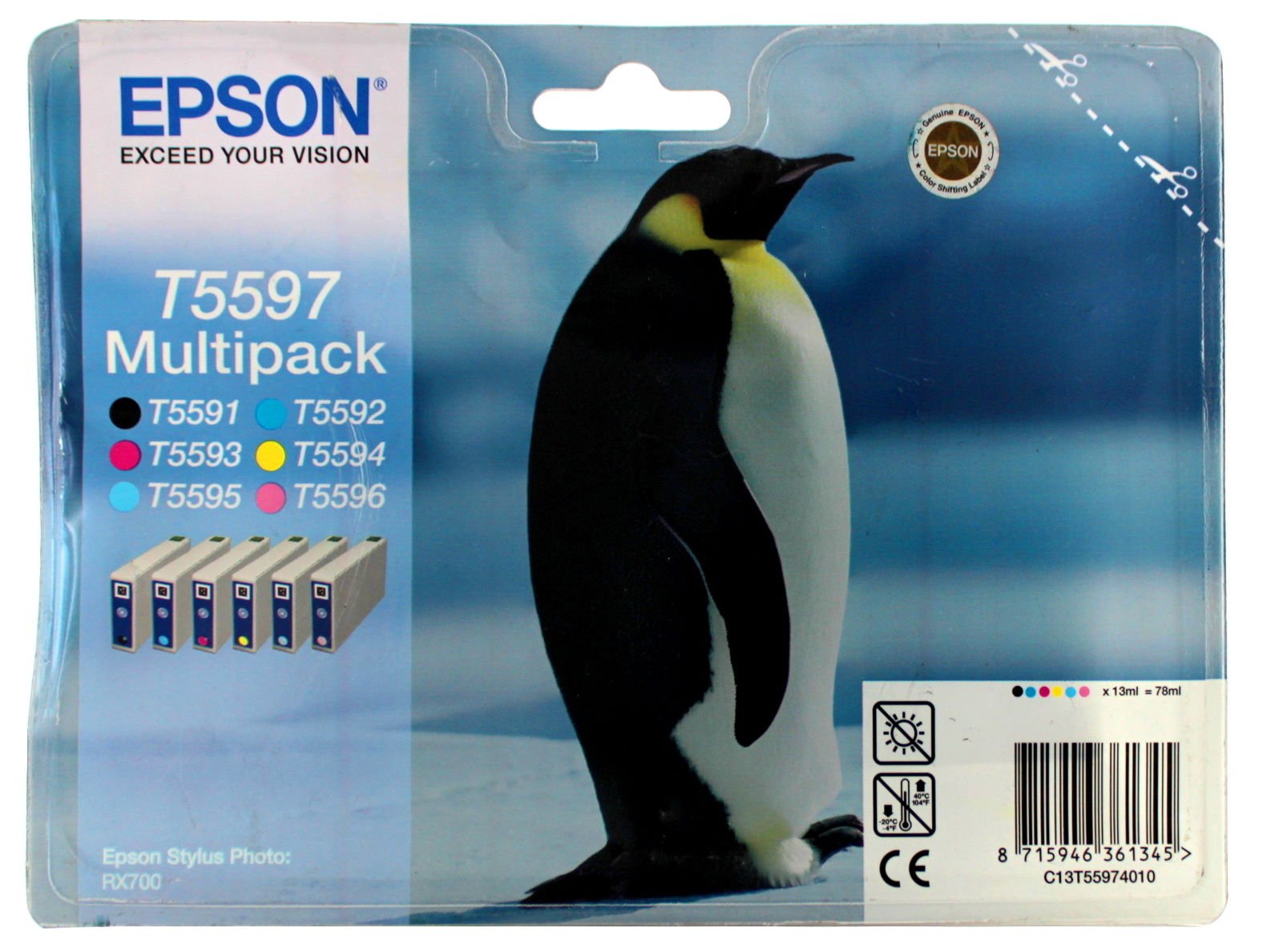 Epson T5597, Print Cartridge, 1 x Black, Yellow, Cyan, Magenta, Light Magenta, Light Cyan, Multipack, Genuine