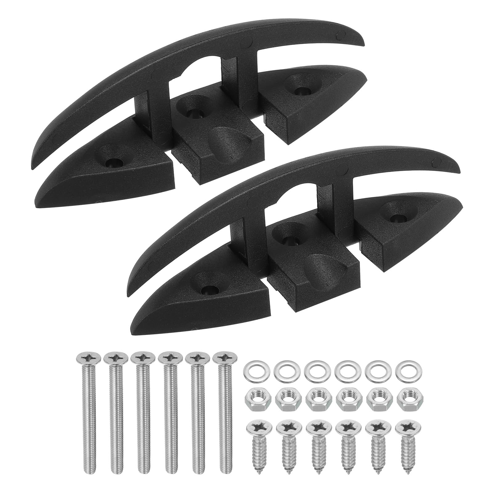 PATIKIL 5 Inch Boat Folding Cleat 2 Pack Nylon Flip-up Dock Cleat Marine Dock Mooring Cleat with Mounting Screws for Boat kayaks decks yachts, Black