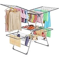 Clothes Drying Rack Foldable 2-Level Laundry Racks for Drying Clothes Rack,Stainless Steel Drying Rack Clothing Collapsible f