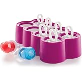 ZOKU Ring Pop Molds - 8 Silicone Popsicle Molds with Reusable Ring Sticks, Makes Gem, Jewel and Heart-Shaped Ice Pops, Easy-Release, BPA-Free
