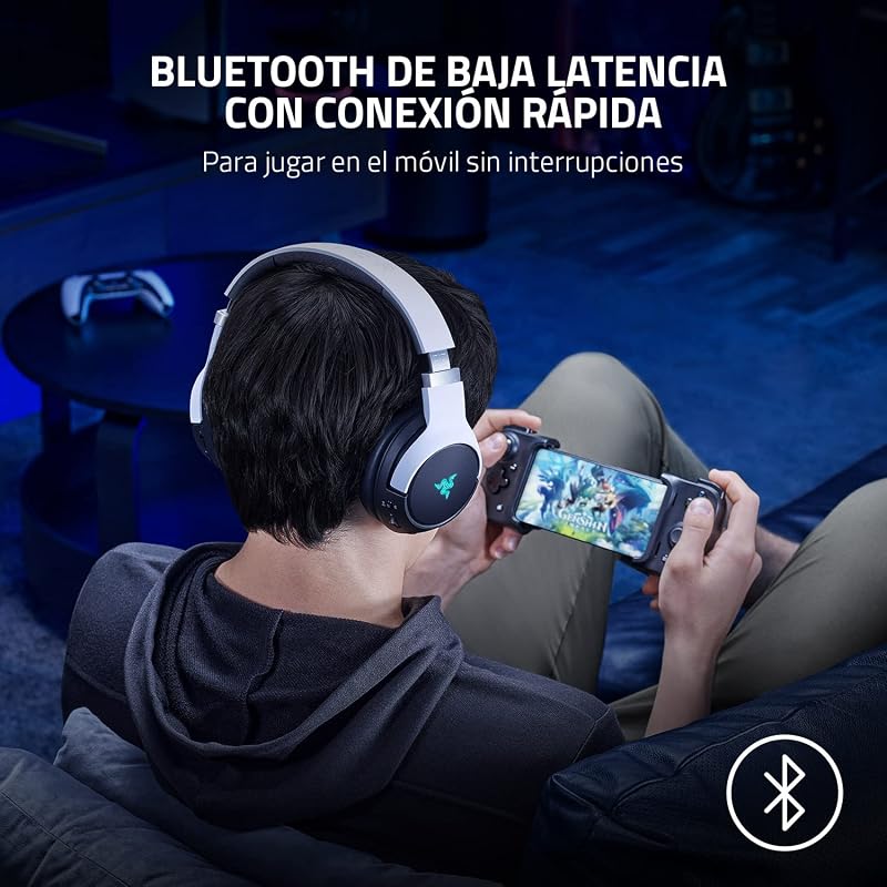 Razer kaira pro - fone de ouvido sem fio para playstation 5 com tecnologia haptic (razer hypersense, driver de 50 mm, controle de volume, razer smartswitch, rgb chroma) preto-branco