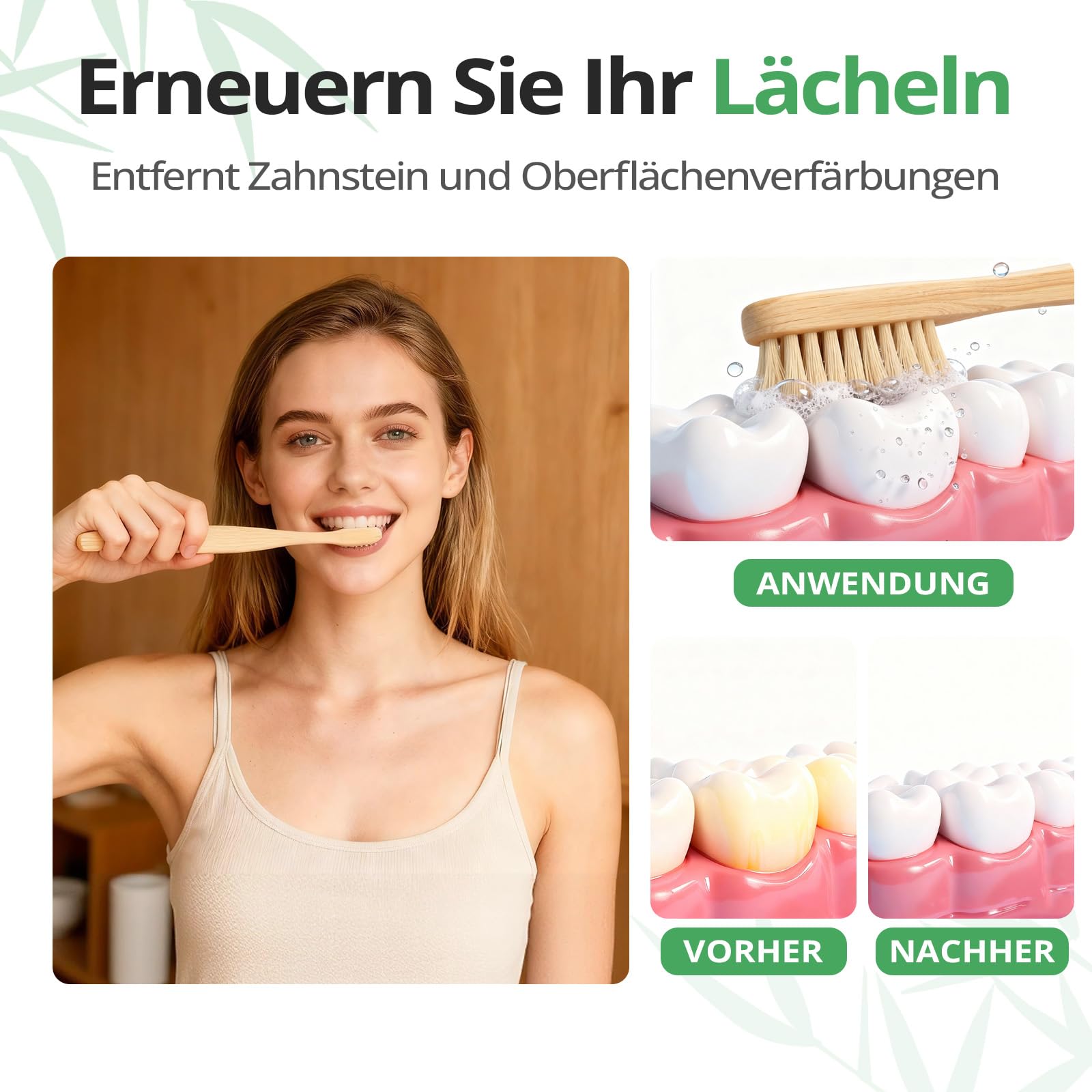 GENKENT Bambus-Zahnbürste, umweltfreundlich, natürliche Holzkohle, mit BPA-freien, weichen Borsten, 12 Stück 3
