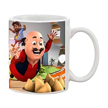 Generic SLS Beautiful Personalised Motu Patlu Gang Pattern Coffee Mug for Office/Kids/Friends, 11Oz(Multicolour)
