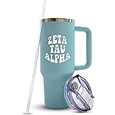 Sorority Shop Zeta Tau Alpha 40oz Tumbler with Handle - Best Friend Tumblers for Women - Cute Sorority Engraved Tumbler - Insulated Tumblers to Keep Your Drinks Cold or Hot for Hours