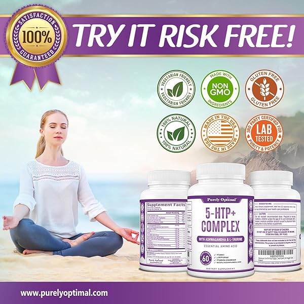 PREMIUM 5-HTP PLUS SUPPLEMENT 250MG MAXIMUM STRENGTH – SLEEP AID, MOOD BOOST, PROMOTES CALM & RELAXATION, STRESS MANAGEMENT SUPPORT – ENHANCED WITH VITAMIN B6, GLUTEN FREE, NON-GMO, 60 VEGGIE CAPS