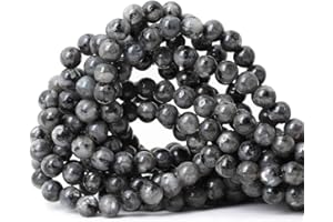 CHEAVIAN 45PCS 8mm Natural Black Labradorite Gemstone Round Loose Beads Crystal Energy Stone for DIY Jewelry Making 1 Strand 15"