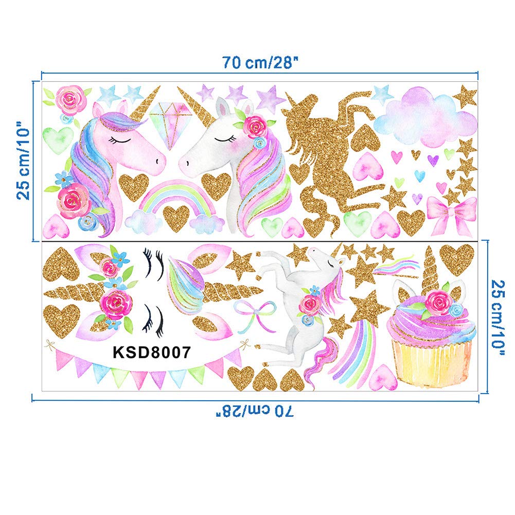 [New Design] Cute Unicorn Wall Sticker Removal PVC Wall Art Stickers Wall Mural Decor for Kids Girls Bedroom Home Nursery Room