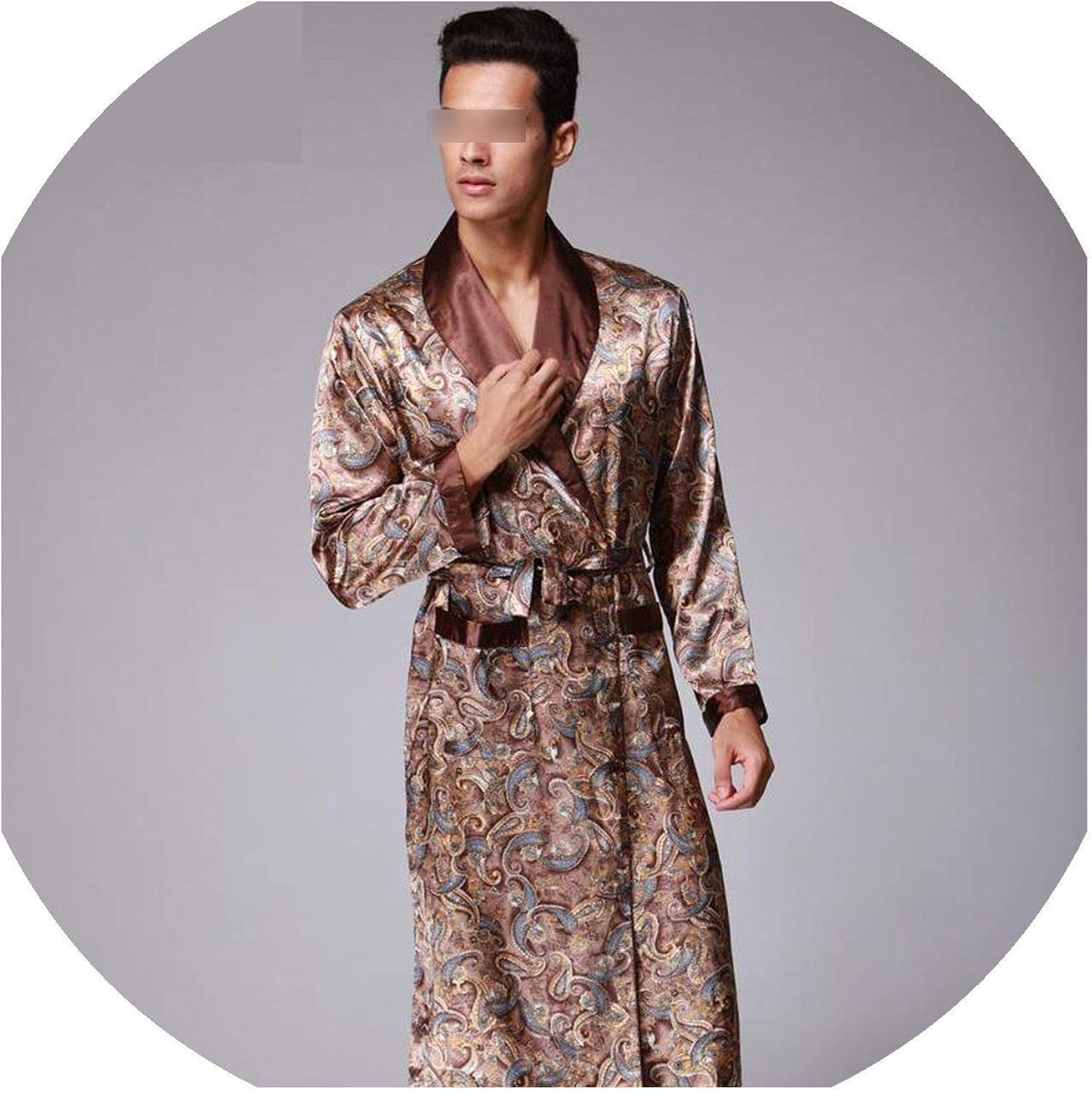 mens silk robe paisley