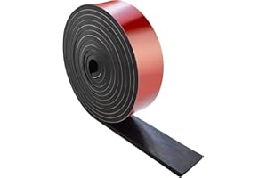 TEKDOE 1/4 Inch Thick Neoprene Rubber Strips and Solid Rubber Rolls, Sheet for DIY Gasket, Warehouse, Pads, Seals, Weather Stripping, Flooring (2 Inch Wide, 12 Feet Long) with Adhesive Backing