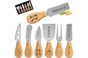 Custom Engraved Cheese Knife Set with Acacia Wood Handles - Personalized Stainless Steel Cheese Knives Set, for Charcuterie B