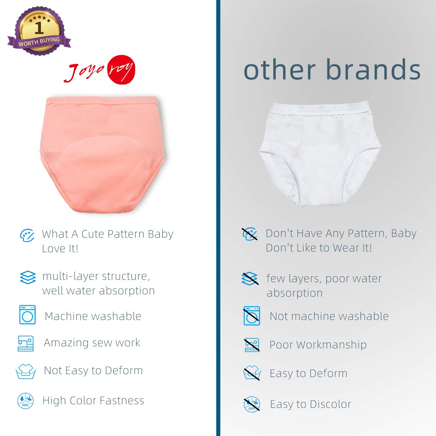 Joyo roy Joyo roy 1T6Pcs Training Diapers Toddler Underwear Girls Potty Training Pants Underwear For Toddler Girls Training Pants Toddler Potty Training Underwear Girls