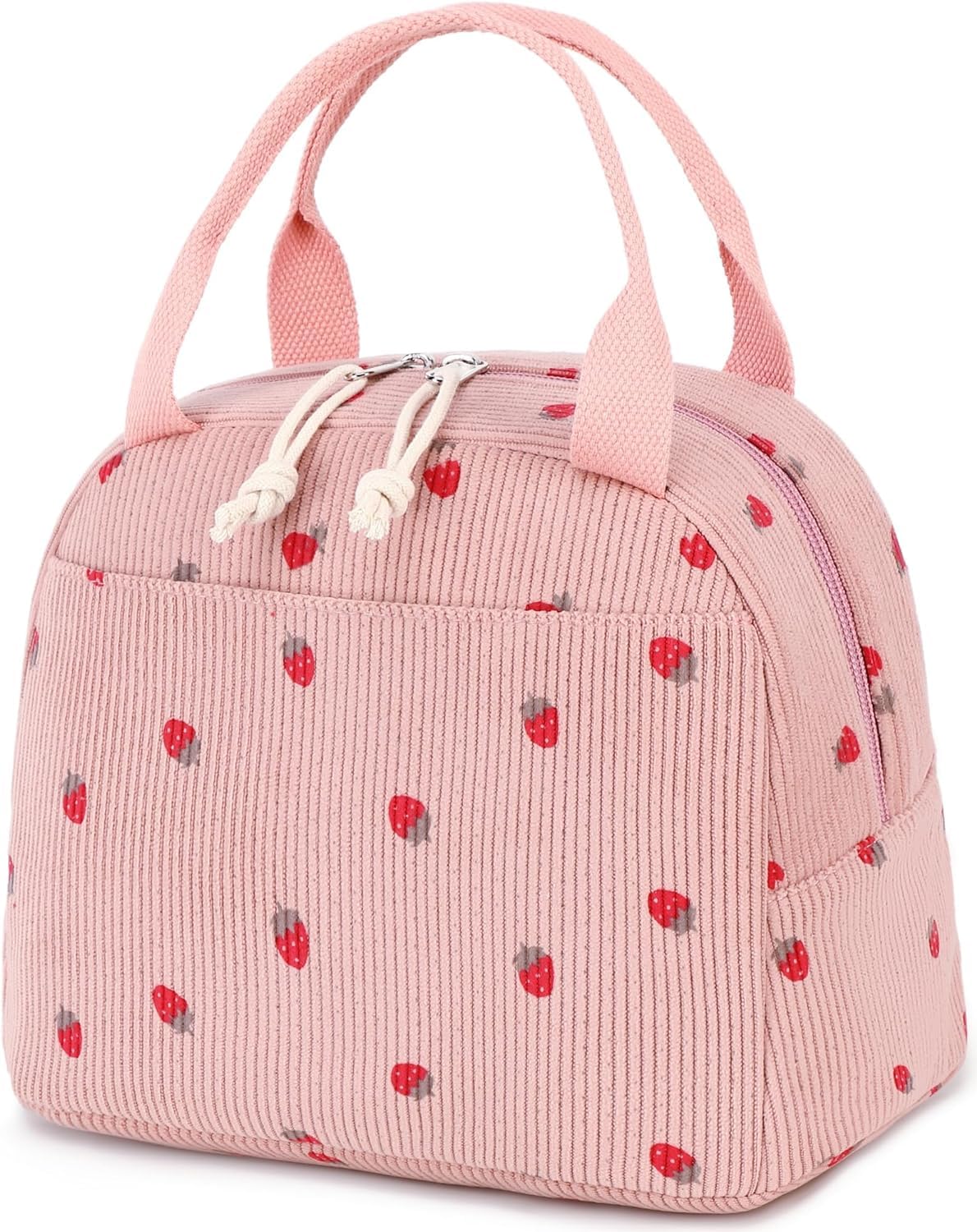 Pink Insulated Kids Lunch Bags, Strawberry Kids Lunch Bags Cooler Tote, Cream Cooler Tote Lunch Box for Women & Kids, Large Lunch Box for Women, Femme Womens Lunch Bag for Work, Picnic, Camping