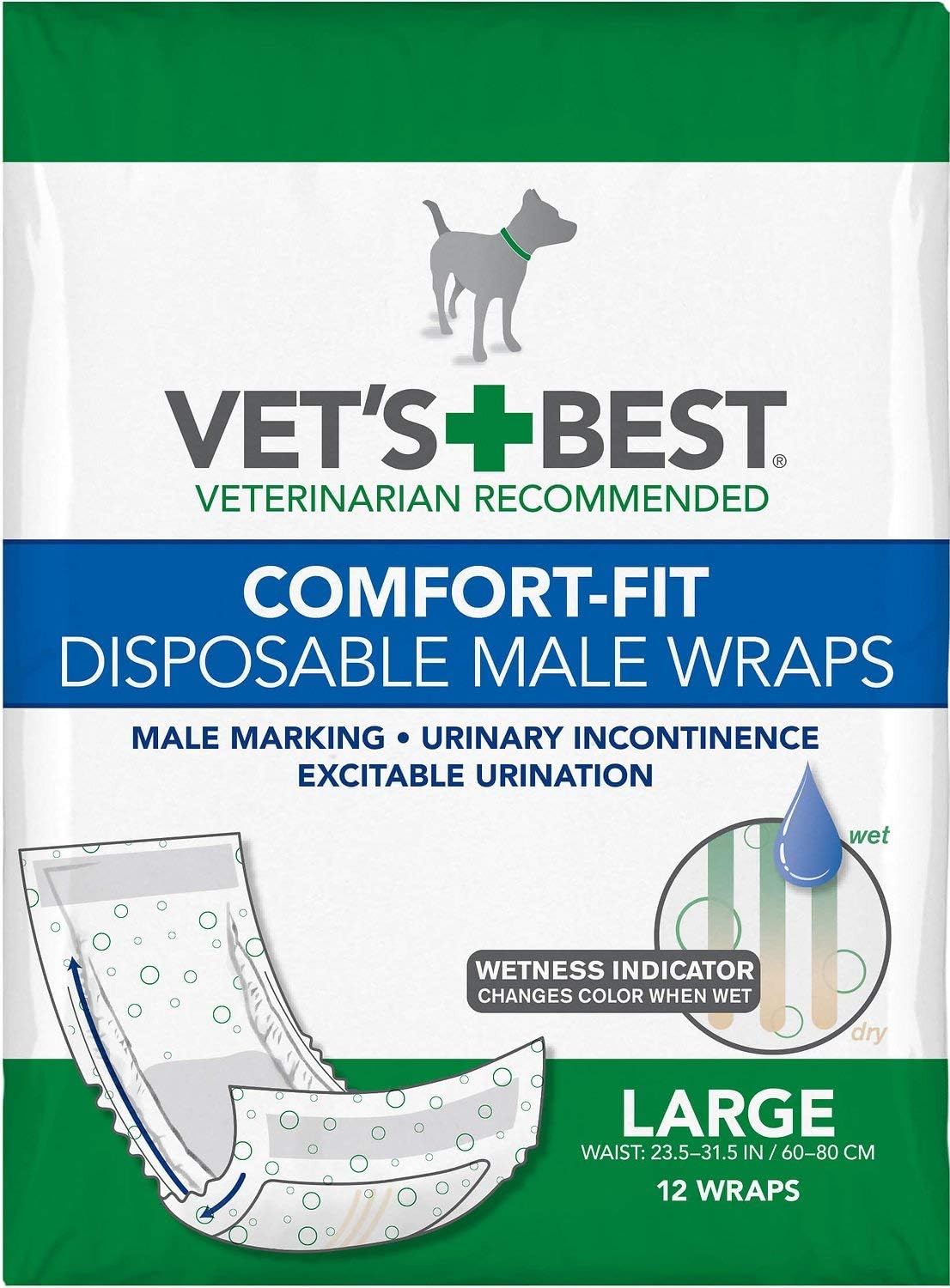 Vet's Best Male Wraps for Dogs, ComfortFit Disposable
