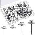 Zhengmy 40 Pcs Double Headed Picture Hangers Nails 4 Size Long Thumb Tacks Small Head Hanging Nails Push Pins Decorative Wall Hooks for Home Office Picture Photo Decorations(Silver)