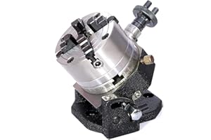 AD INTERNATIONAL 3" Inch / 80 mm Tilting Rotary Table with 80 mm 4 Jaws Independent Chuck for Milling Machine Indexing Table Tool