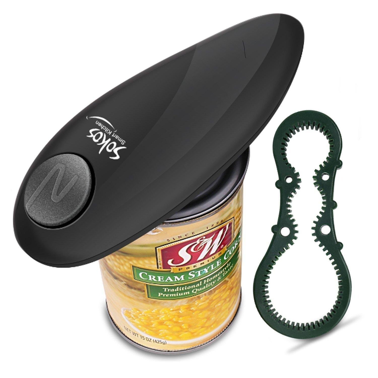 Electric Can Opener, 2AA Batteries Operated Smooth Soft Edge With One