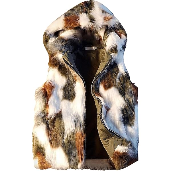 Idopy Winter Men`s Faux Fur Coat Vest Gilet Sleeveless