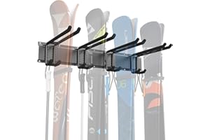 WALMANN Garage Storage Organization Wall Ski Rack 4 Pairs of Skis Mount Ski Hanger for Garage Snowboard Wall Rack Holds Up to 200 lbs