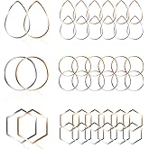 Earrings Beading Hoop for Jewelry Making, FANMAOUS Earrings Findings Hoops Earring Charms Open Bezel Pendant Frame for DIY Craft,Earring Necklace,Crafts Supplies (60pcs (Hexagon/Round/Teardrop))