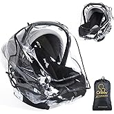 Car Seat Rain Cover Universal, Food Grade EVA, Waterproof Weather Shield for Infant Car Seat with Storage Bag, Baby Car Seat Stroller Rain Cover Features Side Ventilation, Quick-Access Roll-Up Door