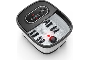 Snailax Foot Bath with Heat, Foot Spa with Adjustable Heat, Infrared, Bubble, Foldable Foot Spa Bath, Gifts for Men Women, 8 