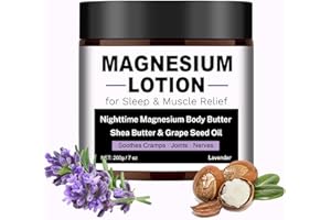 Magnesium Lotion for Sleep & Muscle Relief - Nighttime Magnesium Body Butter with Lavender, Shea Butter & Grape Seed Oil - So