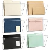 MINDEPOT 6 Pockets Acrylic Wall File Organizer Clear File Holder for Office | Single Wall File Organizer Save Space Sturdy Acrylic Material
