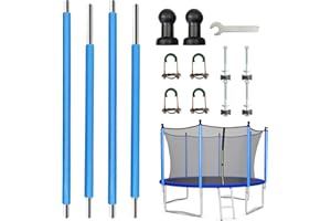 Universal Trampoline Replacement Pole Set – Straight Upper & Lower Enclosure Net Poles with Foam Sleeves, Fits 10-16FT Frame,