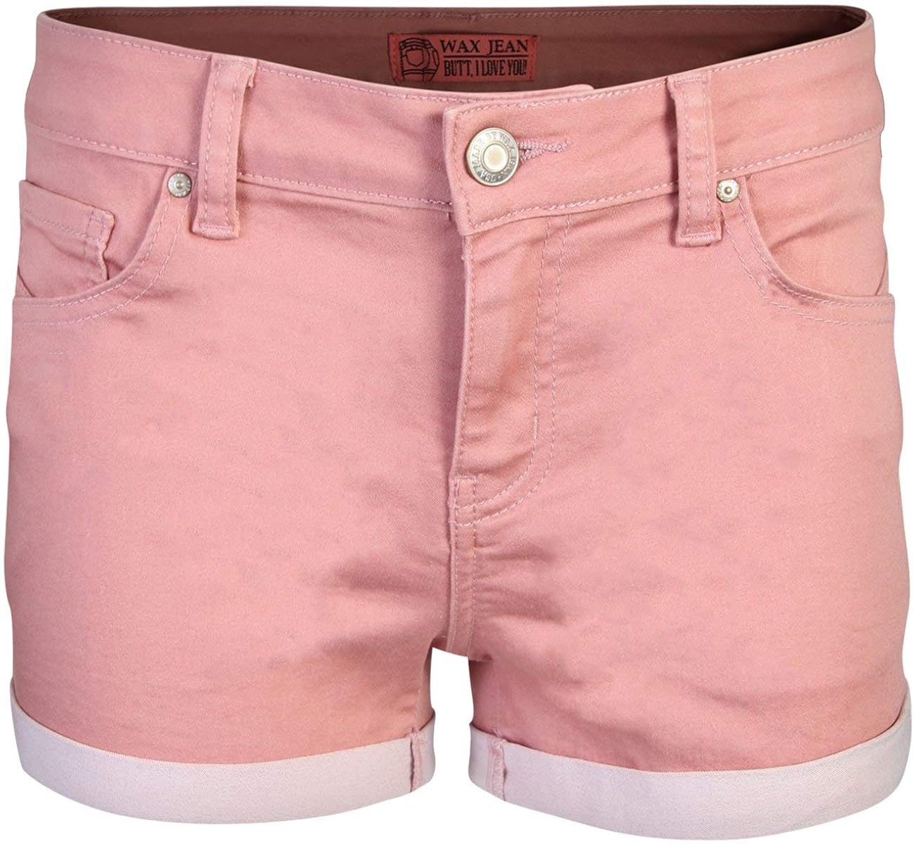 Wax Women's Juniors Mid-Rise Denim Shorts