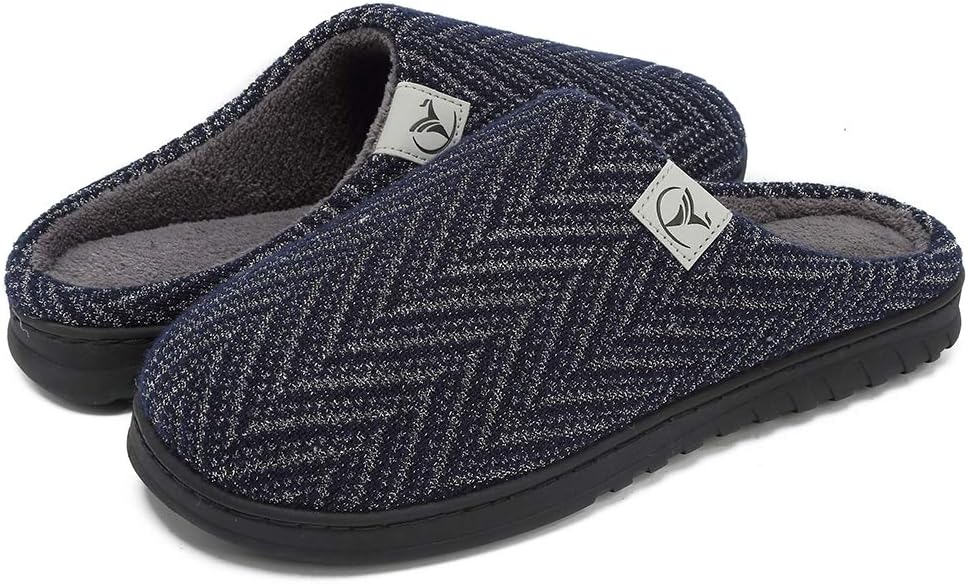 welltree Men's Soft Indoor Slippers Closed Toe Cotton Memory Foam House Shoes Slip on Home Clogs Shoes