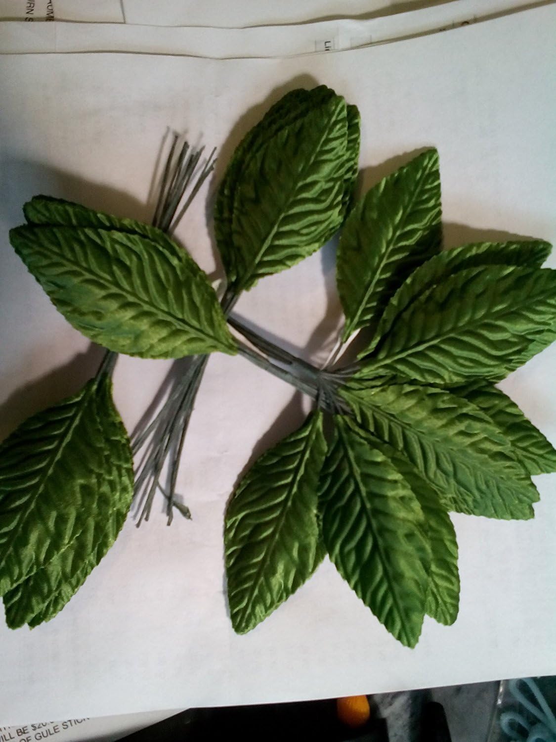 Green Satin Corsage and Boutonniere Wired Leaves 3" 48 Leaves