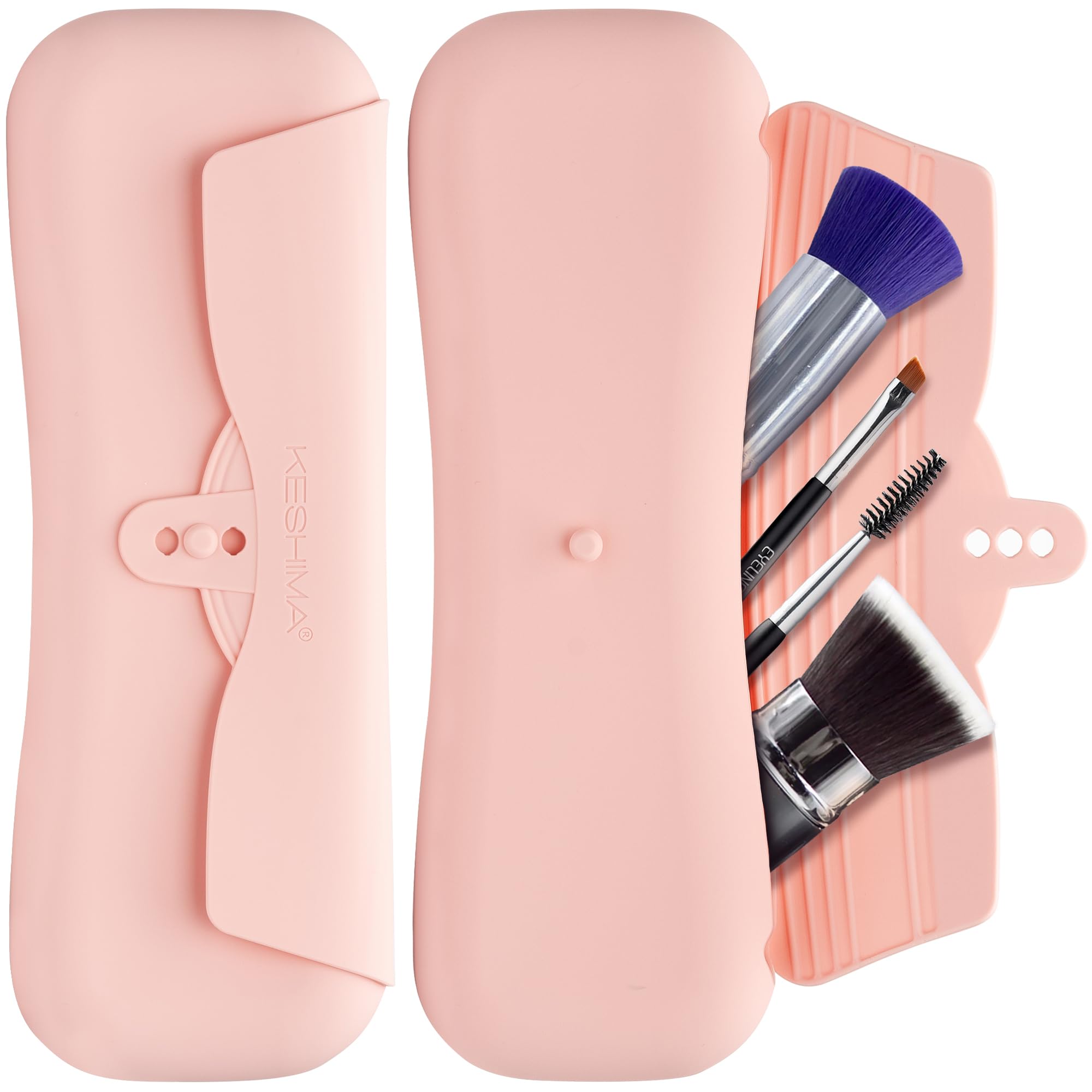 Photo 1 of KESHIMA Silicone Makeup Brush Holder - Soft Stylish Travel Makeup Brush Holder for Beauty On-the-Go