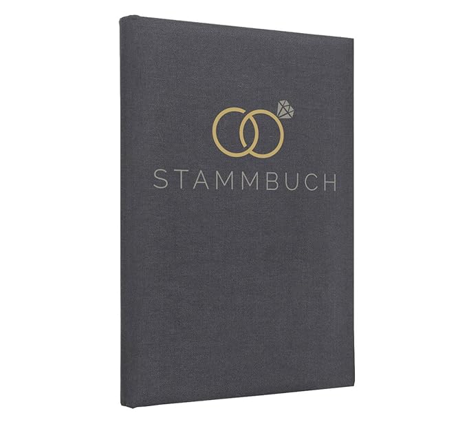 Hochzeitideal Stammbuch der Familie DIN A4 'Liebesbund' Leinen (Grau)