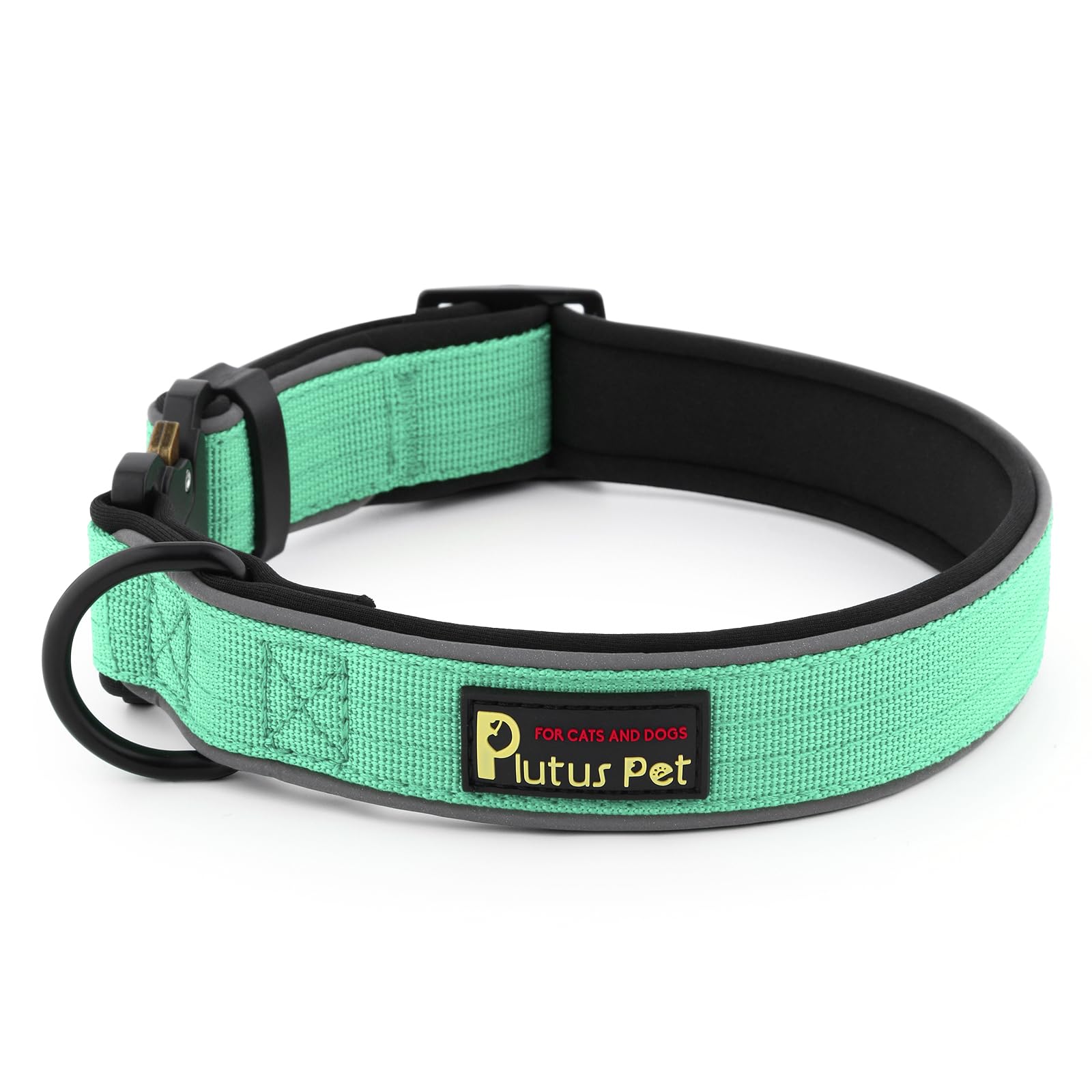 Plutus Pet Tactical Dog Collar, Reflective, Adjustable Heavy Duty Dog Collar, Soft Padded and Comfortable, for Small Medium and Large Dogs (Teal, S) — image 1