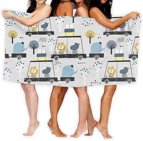 Amazon バスタオル スポーツタオル ビーチタオル 北欧風 獅子 ライオン カバ 象 エレファント 動物 アニマル 人気 速乾 大判 旅行用 抗菌防臭 おしゃれ 家庭用 タオル 特大サイズ 80 X 130cm 1枚 バスタオル ホーム キッチン オンライン通販