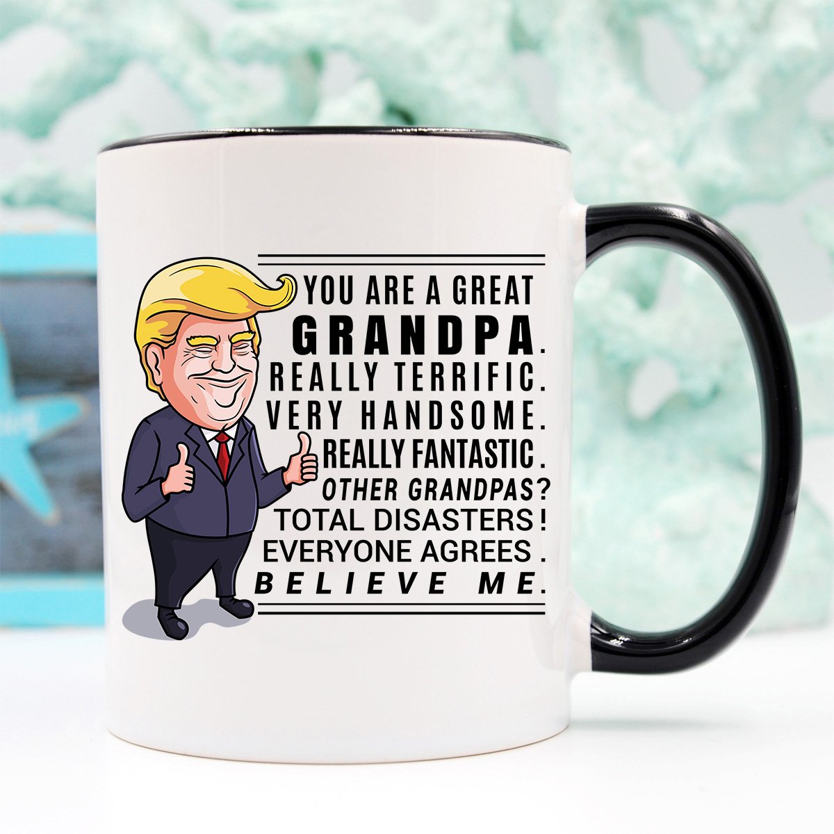 Donald Trump Fathers Day Mug Fathers Day Gifts Funny Coffee Mugs 1st Fathers Day Funny Gag Gifts for Men New Grandpa Present Best Birthday Christmas 4th July Fathers Day Gifts from Son Daughter Wife 