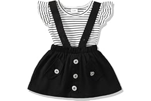 SODLON Newborn Baby Girl Clothes Dresses Outfits Gifts Romper Top Overalls Dress Suspender Skirt Sets for Infant Girls