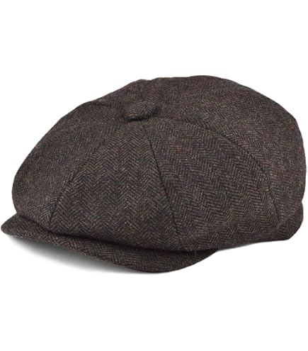JANGOUL Men Wool Blend 8 Panel Newsboy Cap (Black, 7 1/8) | Warm