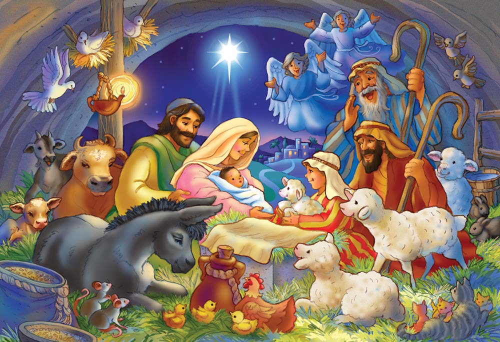 Vermont Christmas Company Baby in a Manger Jigsaw Puzzle 100 Piece, Large Pieces Perfect for Kids and Seniors