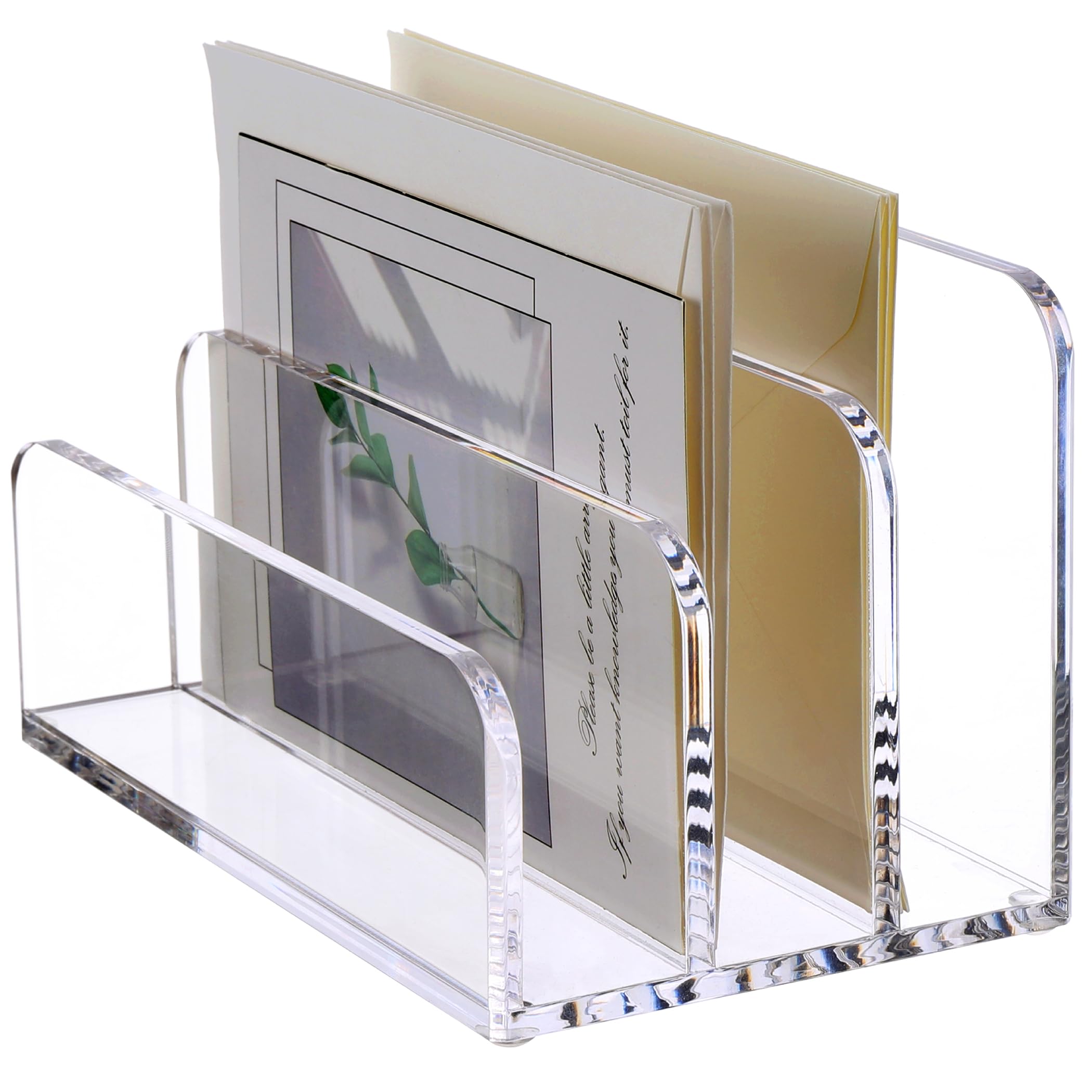 Photo 1 of SANRUI 3 Compartments Mail Organizer Letter Holder for Desk ,Vertical Letter Holder,File Sorter Acrylic Desk Organizer Office Supplies,Clear