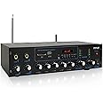 Pyle Professional Powered Amplifier - Bluetooth Audio Receiver, Stereo System with FM Radio, Dual 1/4'' Microphone Input Jacks, USB/SD/AUX Playback, LCD Display, ID3 Tag, 600 Watt