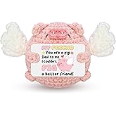 Zetckzilv Inspirational Gifts for Women Men Handmade Positive Crochet Pink Pig Animal Cheer Up Friendship Gift for Friend Besite BFF Birthday Valentines Day Home Cute Decor