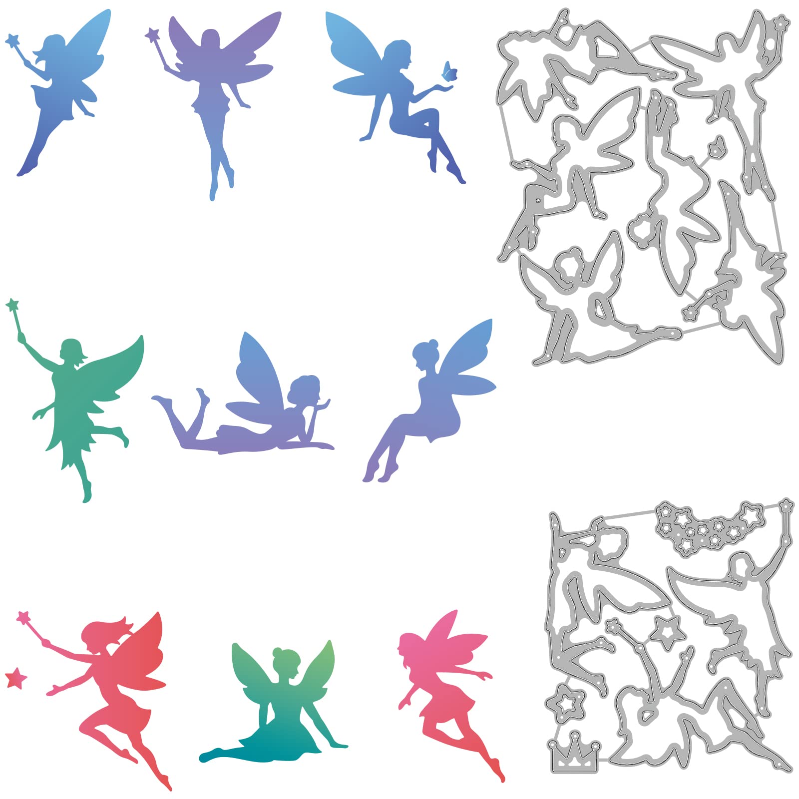 GLOBLELAND Fairy Peoples Cutting Dies Metal Fairy Tale Peoples Embossing Stencils Die Cuts for Paper Card Making Decoration DIY Scrapbooking Album Craft Decor