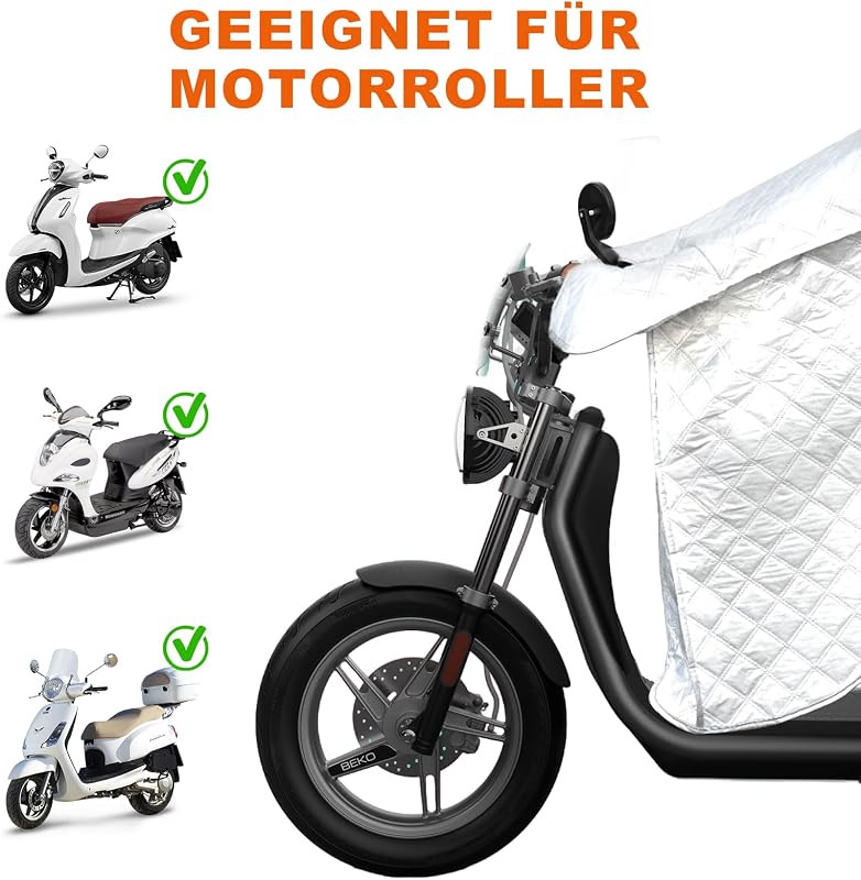 Housse de Jambes de Scooter Estival - Couverture pour Scooter Parasol Imperméable avec Bande Réfléchissante Universelle pour Véhicules à Deux Roues à Pédales Argent