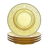 Sizikato 4pcs Amber Glass Snack Plate with Lace