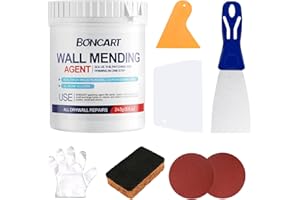 BONCART 8.6oz Drywall Patch Repair Kit - Professional All-in-1 Tool Set (Scrapers/Sandpaper/Texture Sponge/Gloves/Putty Knife) for Fast Wall Hole Repair