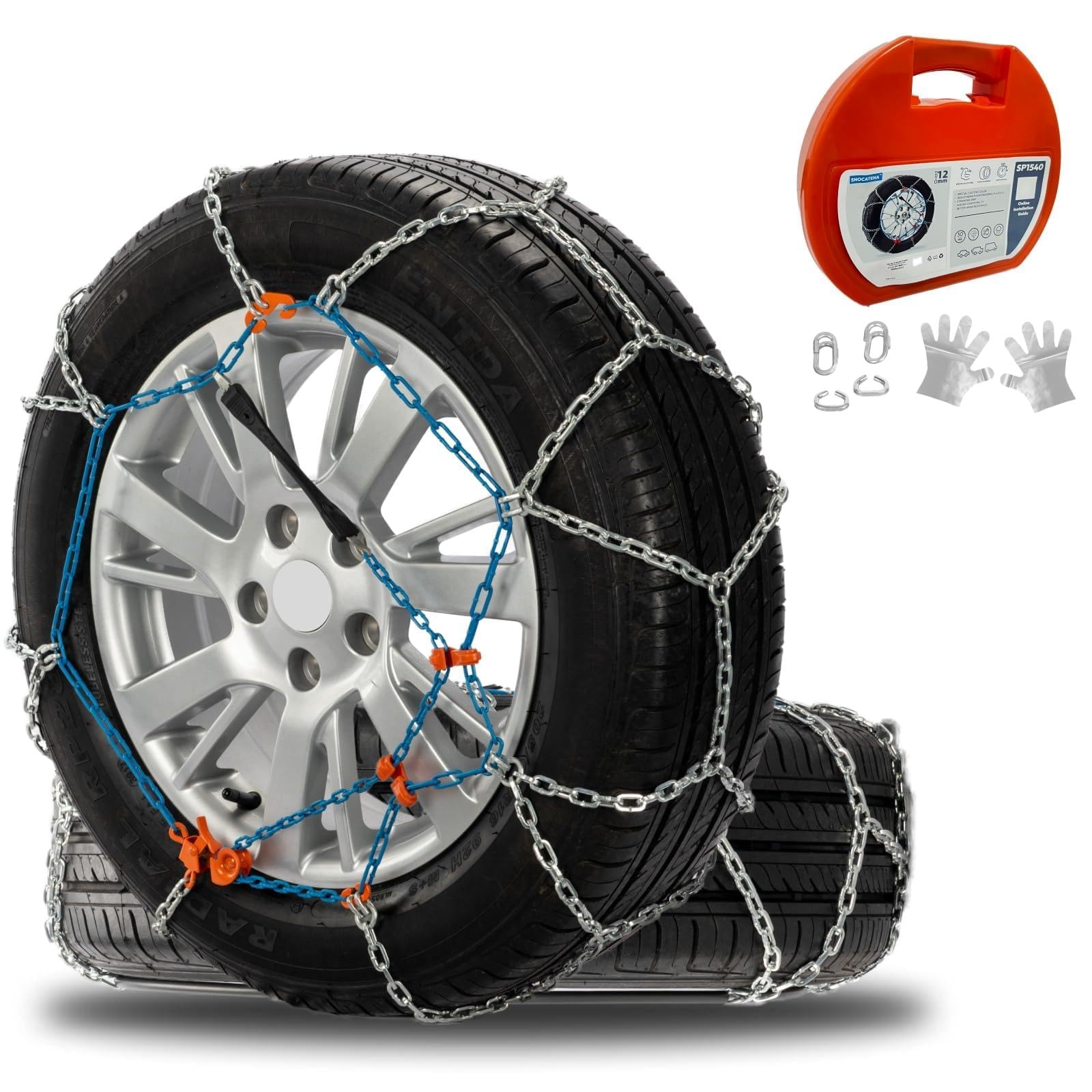 Photo 1 of Snow Chains for Cars, SUVs & Pickup Trucks – Quick Fit, Easy Installation, Reusable Universal Tire Chains for Winter Emergency Traction (Set of 2)