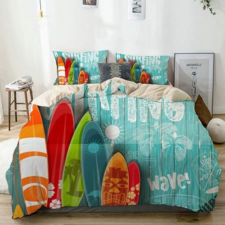 Yolika Parure De Lit Adulte Housse De Couette Mur De Toit En Bois Graffiti Et Planche